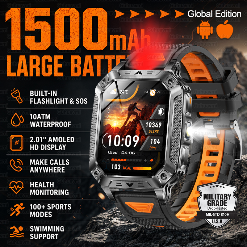 Outdoor Lighting Japan - New 1500mAh Military Outdoor Smartwatch For