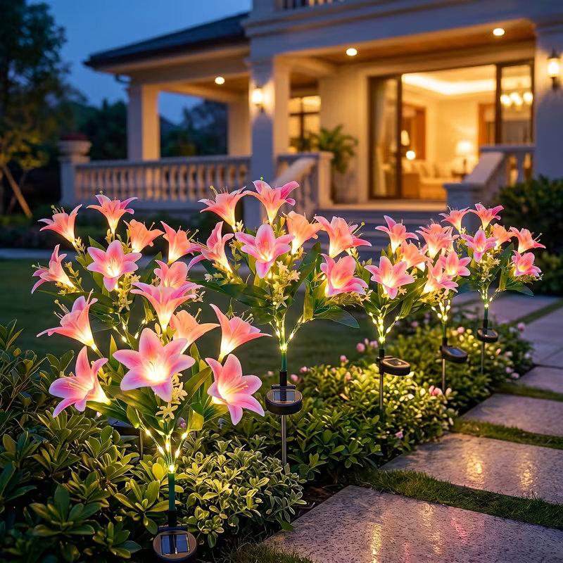 Solar Lily Flower Lawn Lights  - Landscape Spike Light 리뷰 및 가격