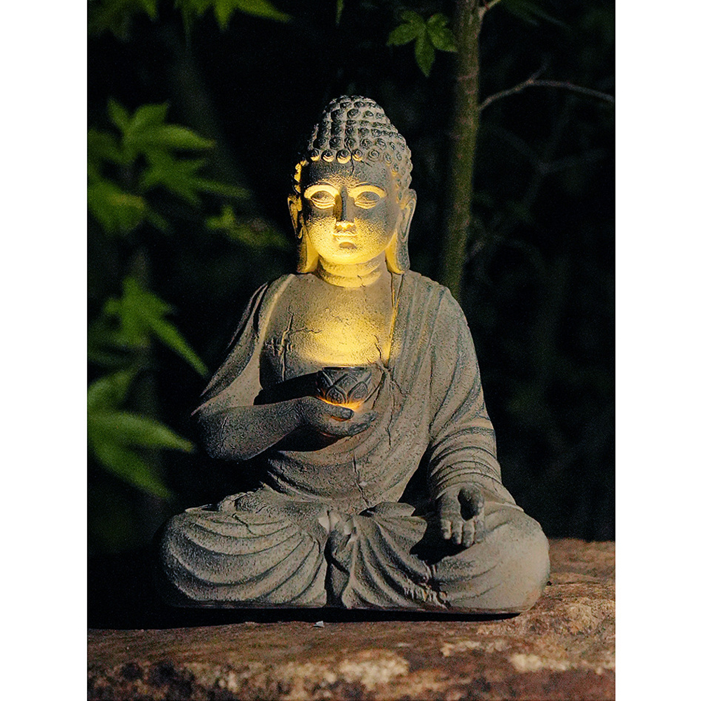 Resin Solar Buddha Statue Scul - Outdoor Lighting Japanese 리뷰 및 가격