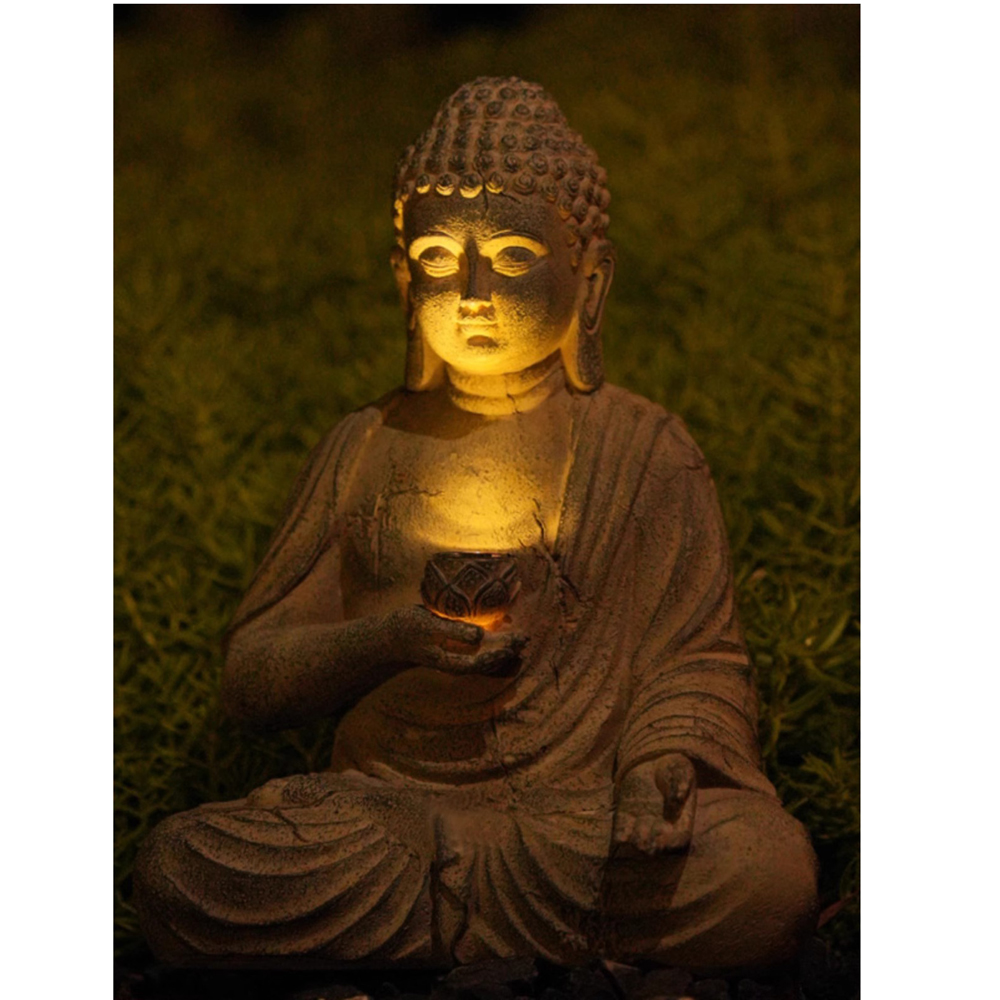 Resin Solar Buddha Statue Scul - Outdoor Lighting Japanese 리뷰 및 가격