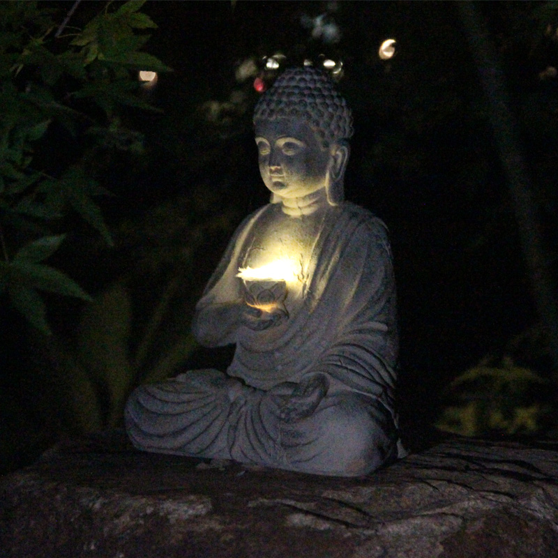 Resin Solar Buddha Statue Scul - Outdoor Lighting Japanese 리뷰 및 가격